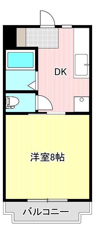 クレイドル(1DK/4階)の間取り写真