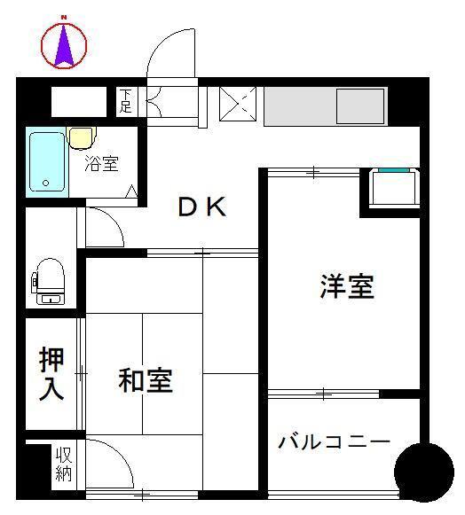 Kプラネット(2DK/5階)の間取り写真