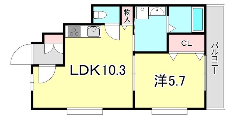 GLAハート長田(1LDK/1階)の間取り写真