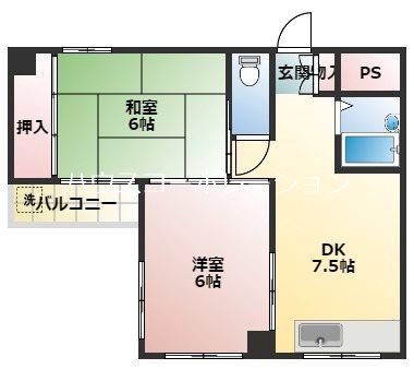 サンパレス21新明(2DK/4階)の間取り写真