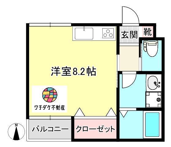 Nブランド郡元(ワンルーム/1階)の間取り写真