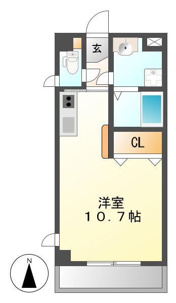 クレア桜山(ワンルーム/4階)の間取り写真