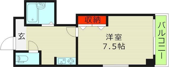 イモーブルナカムラ(1K/3階)の間取り写真