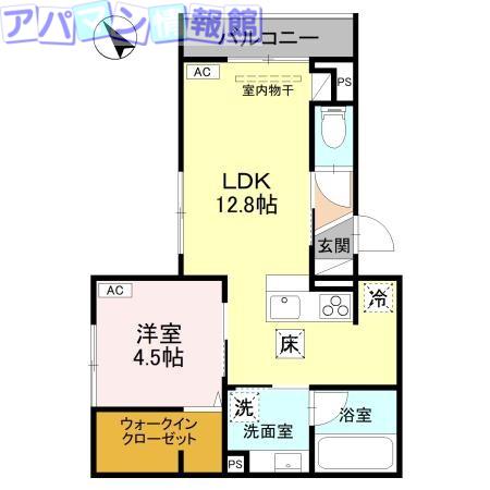 D-ROOM東明(1LDK/2階)の間取り写真