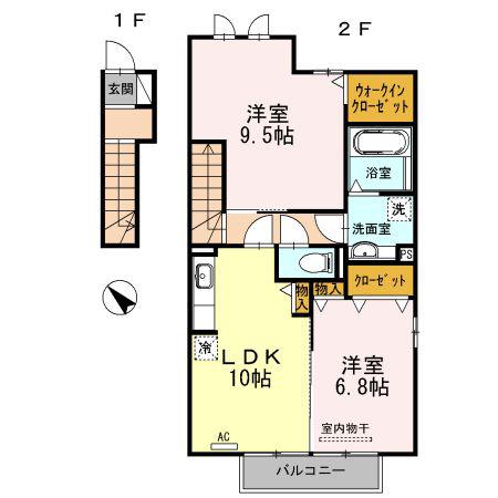 アンボヌール(2LDK/1階)の間取り写真