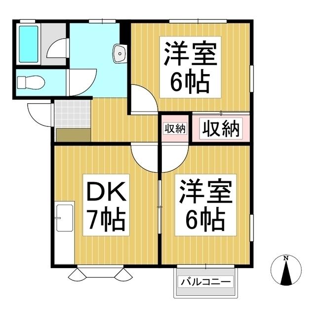 ハイクレストミヤザワ(2DK/2階)の間取り写真