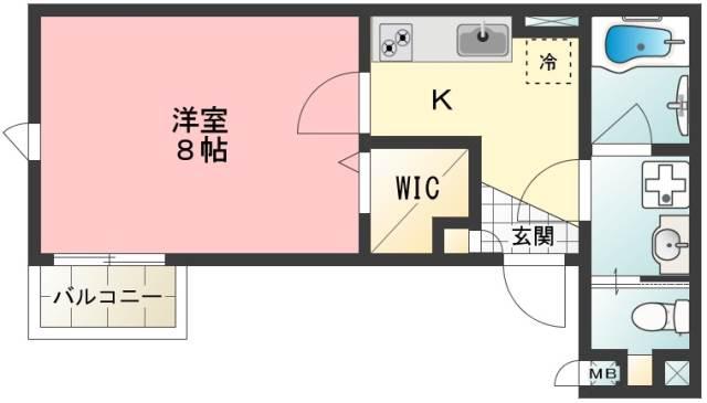 オアシス(1K/2階)の間取り写真