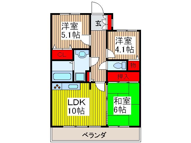 レクセルプラザ西川口(3LDK/6階)の間取り写真