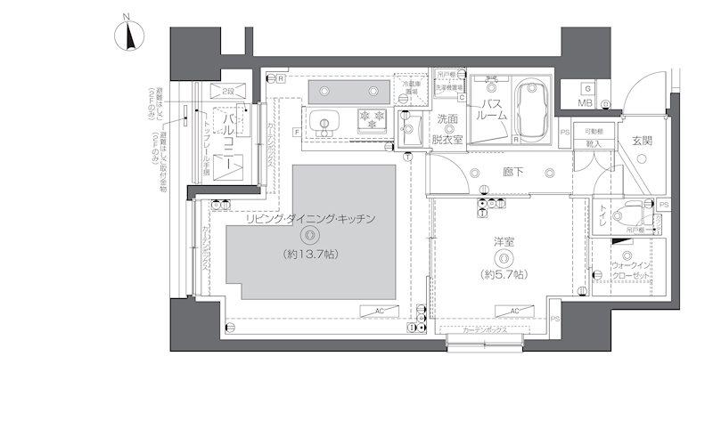 ZOOM秋葉原SQUARE(1LDK/5階)の間取り写真