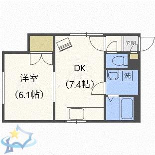 メゾニティ南円山(1DK/2階)の間取り写真
