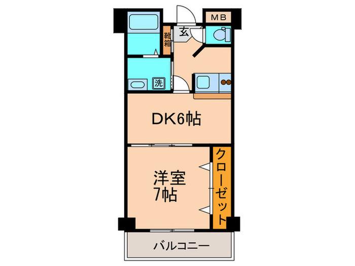 リビエール山王(1DK/1階)の間取り写真