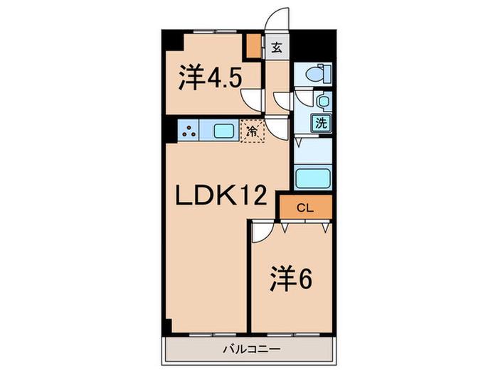 北辰ハイム(2LDK/2階)の間取り写真