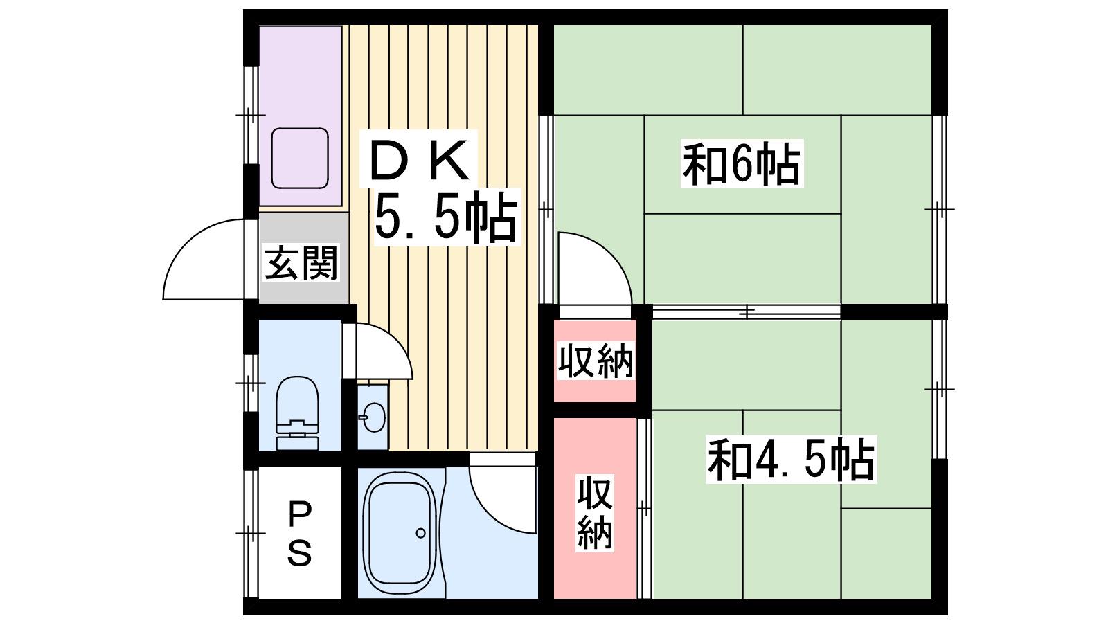 コーポ片山(2DK/2階)の間取り写真