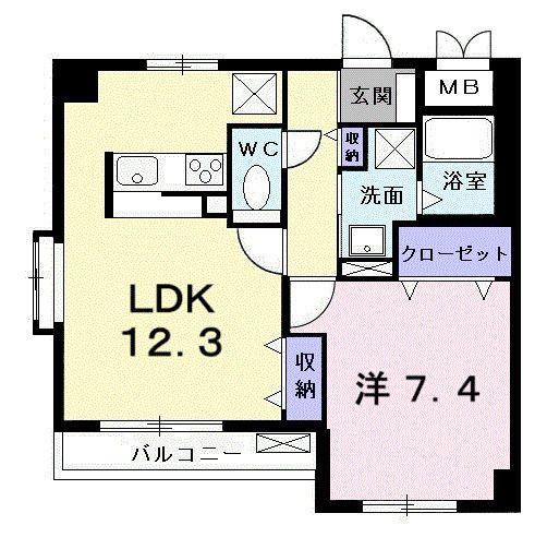パストラール レジデンス(1LDK/4階)の間取り写真