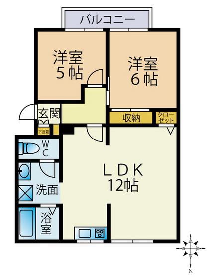 コーポシルフ(2LDK/2階)の間取り写真