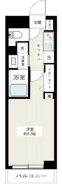 リヴシティ立川ミッド(1K/2階)の間取り写真