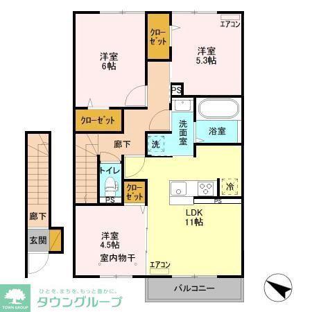 フォレヴィラージュ B(3LDK/2階)の間取り写真