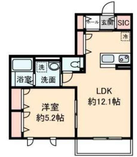 SOLEIL(1LDK/1階)の間取り写真