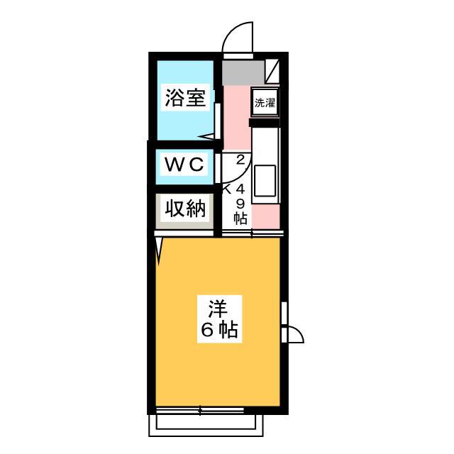 アラメゾンB(1K/2階)の間取り写真