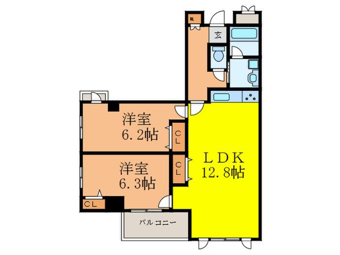 エキスポ サイド ヒルズ(2LDK/2階)の間取り写真