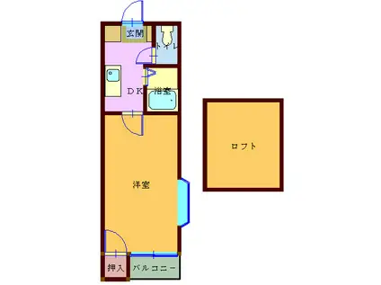 M`S1(1K/1階)の間取り写真