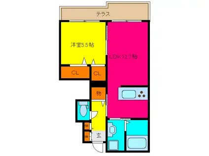 ひさごの杜(1LDK/1階)の間取り写真