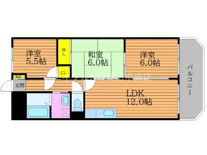 第三北村マンション(3LDK/1階)の間取り写真