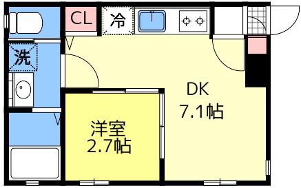 ピアチェーレ桜(1DK/2階)の間取り写真