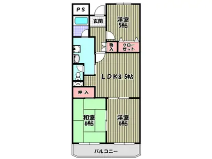 メゾン大北(3LDK/4階)の間取り写真