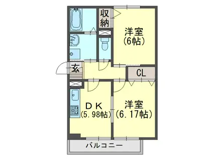 パルティーレ(2DK/3階)の間取り写真