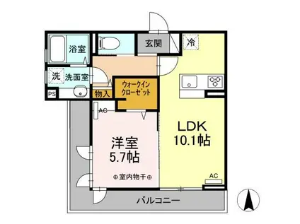 アリビオ前橋(1LDK/2階)の間取り写真