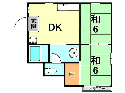石崎ハウス(2DK/1階)の間取り写真