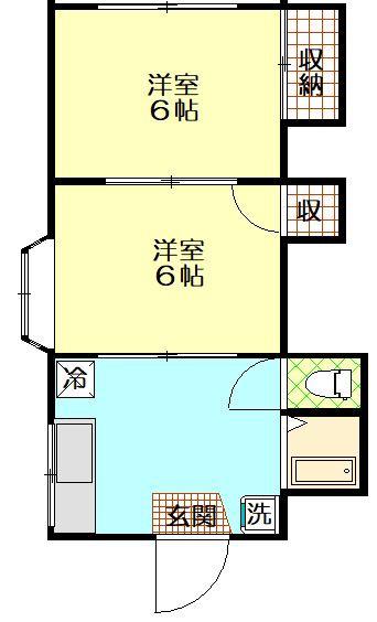 スカイハイツ小林(2DK/1階)の間取り写真