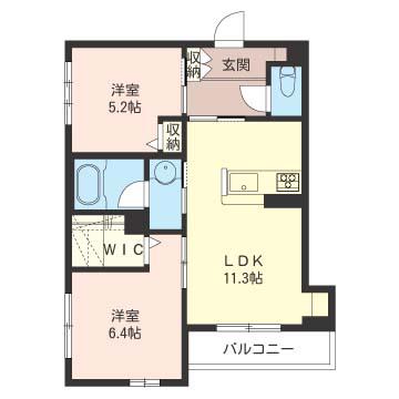 グラン・ドミール(2LDK/3階)の間取り写真