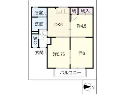 ルミエールときわ(3DK/1階)の間取り写真