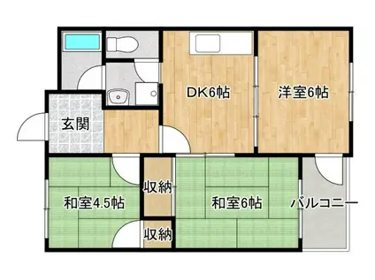 スカイハイツ曽根(3DK/2階)の間取り写真