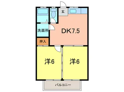 安井マンションIII(2DK/2階)の間取り写真