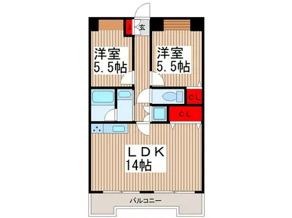 リンデンハイム赤塚(2LDK/4階)の間取り写真