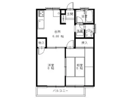 ラピスハイツA(2DK/2階)の間取り写真