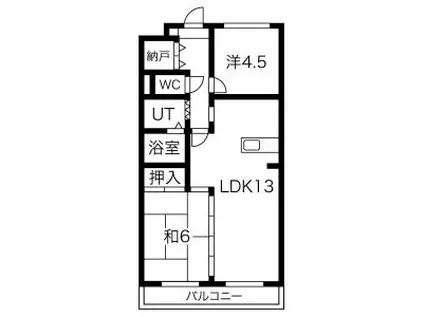 エトワール三郷(2LDK/4階)の間取り写真