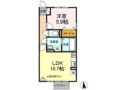 プルミエール(1LDK/1階)の間取り写真