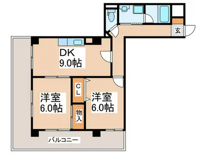ルブラ・ナカヤマ(2DK/2階)の間取り写真
