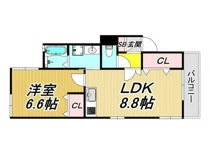別府マンションV(1LDK/3階)の間取り写真