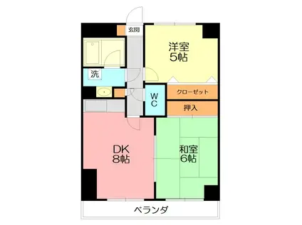 ボヌール東戸塚(2DK/4階)の間取り写真