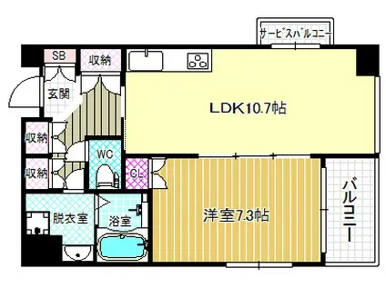 K・H・E(1LDK/9階)の間取り写真
