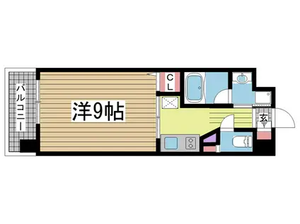 ベルフェリーク新神戸(1K/6階)の間取り写真