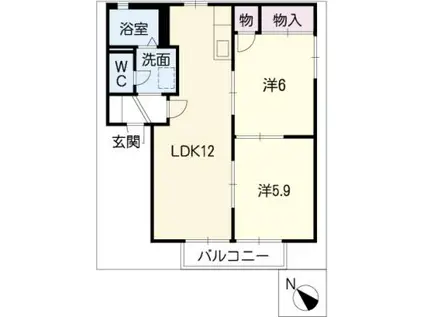 コーポヤマニ(2LDK/1階)の間取り写真