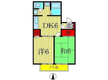 メゾン松本D(2DK/2階)の間取り写真
