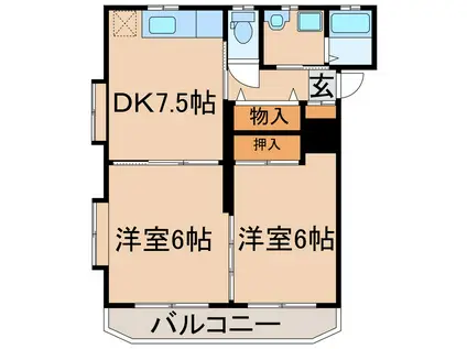 ピアパーク・ジュンナ(2DK/2階)の間取り写真