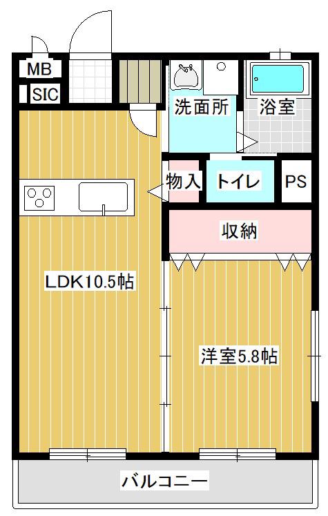 セレブレイト・イースト(1LDK/2階)の間取り写真